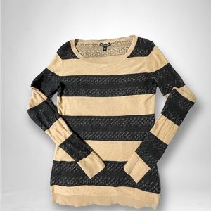 Express Womens Black Lacey Striped Lightweight Sweater Size Small